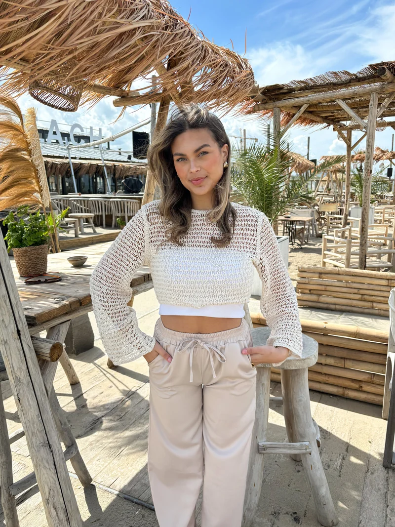 Gehaakte top Lara beige