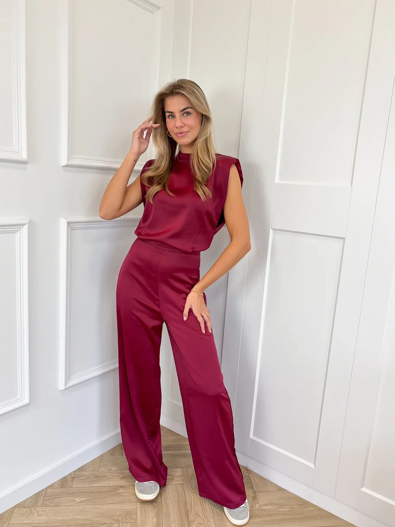 Jumpsuit satin Lily bordeaux