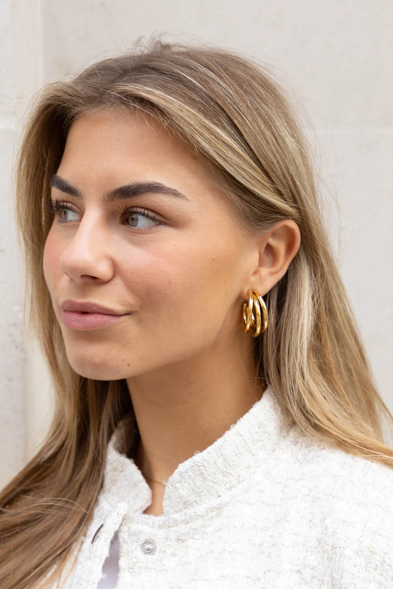 Oorbel Triple Hoop Goud