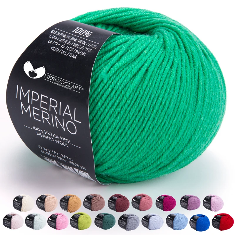 IMPERIAL Green MERINO WOOL YARNS 50g 125m