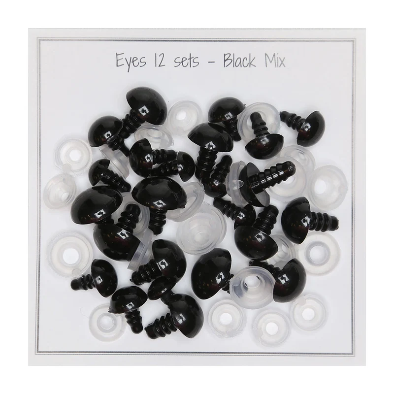 Go Handmade Veiligheidsogen Zwart Assortiment 12 paar 8mm t/m 14mm