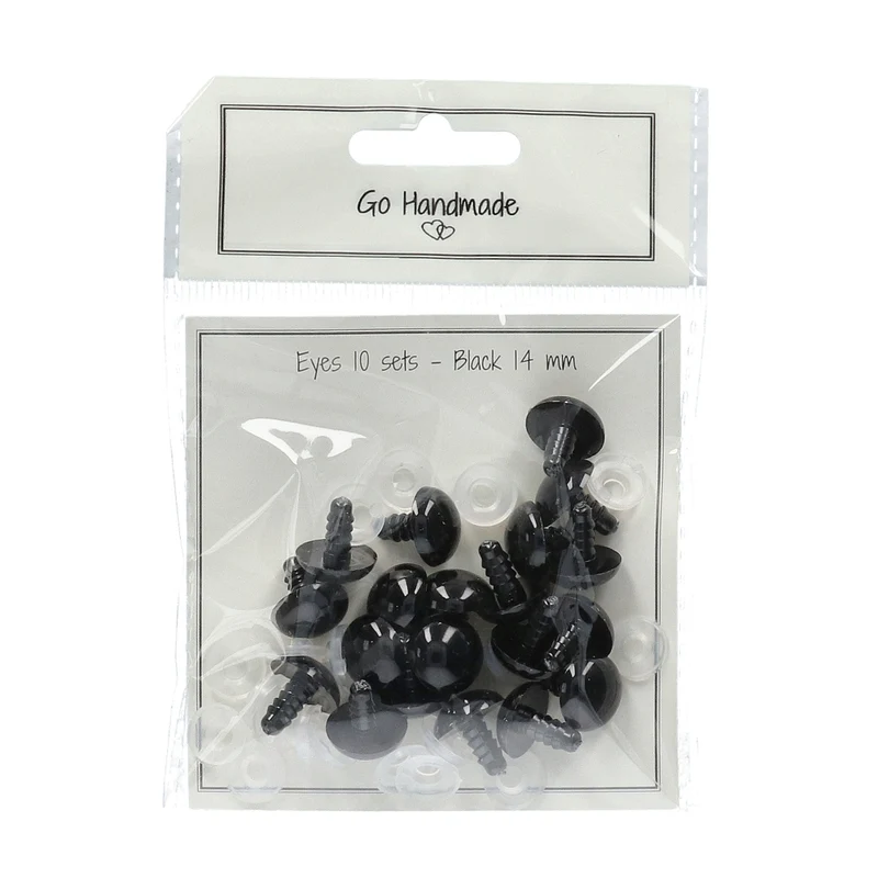 Go Handmade Veiligheidsogen Zwart 14mm (10 stuks)