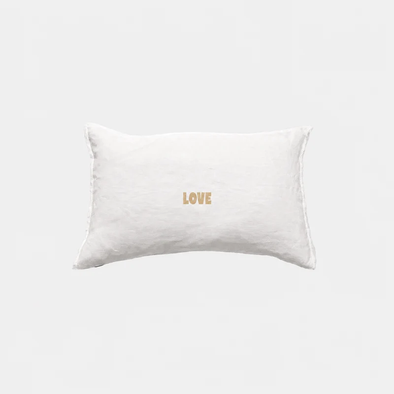 Kussenhoes Wit Bold LOVE Goud