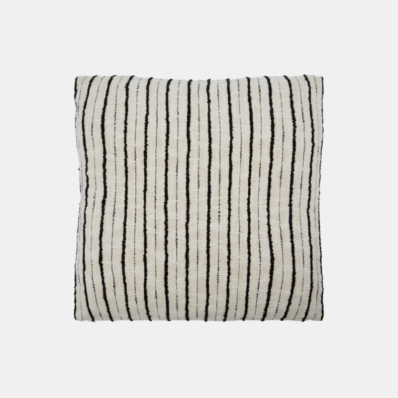 Kussenhoes Lines, Zwart/Off-White 50x50cm