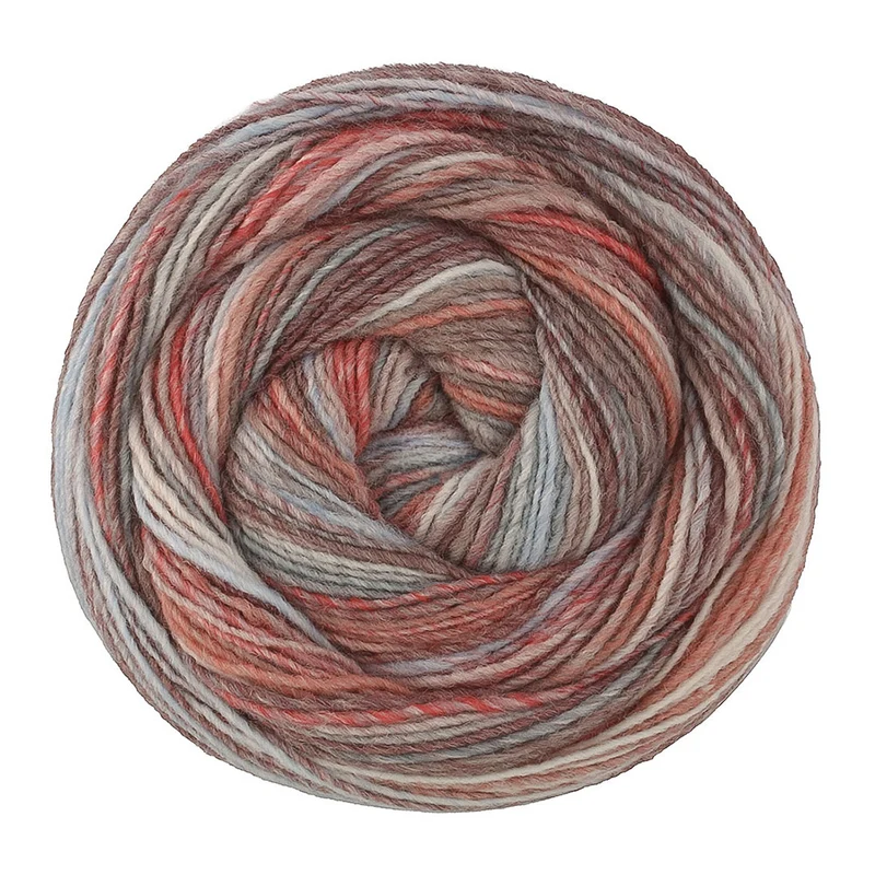 Lana Grossa Gomitolo Disegno 521 Grijsbruin/Blauwgrijs/Rozenhout/Crème/Lichtblauw/Donkerrood/Taupe