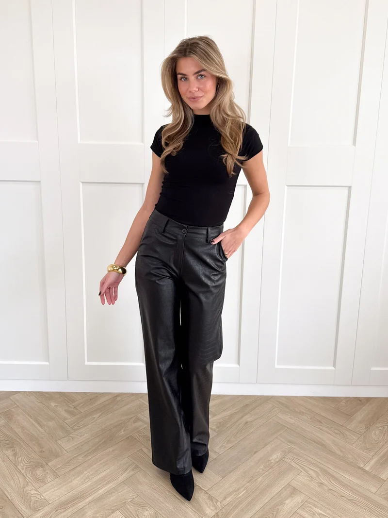 Leather broek Elina zwart