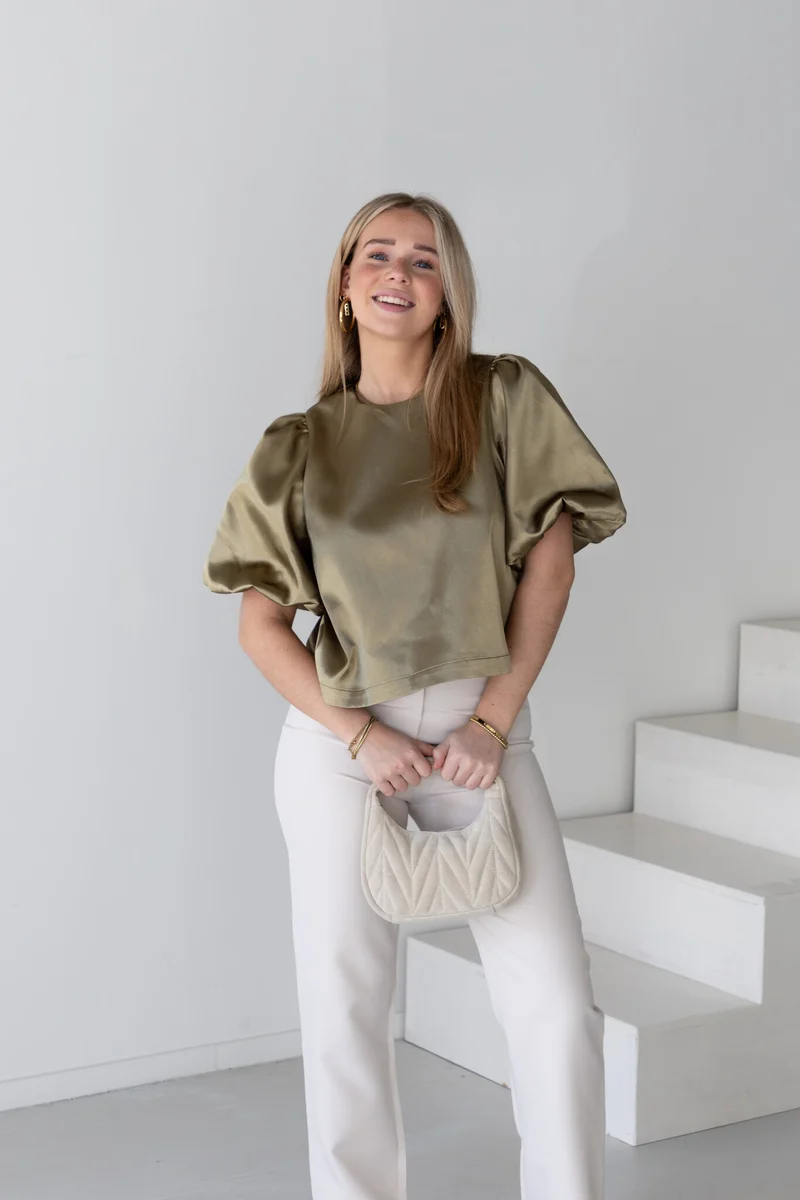 Satin top Soof kaki
