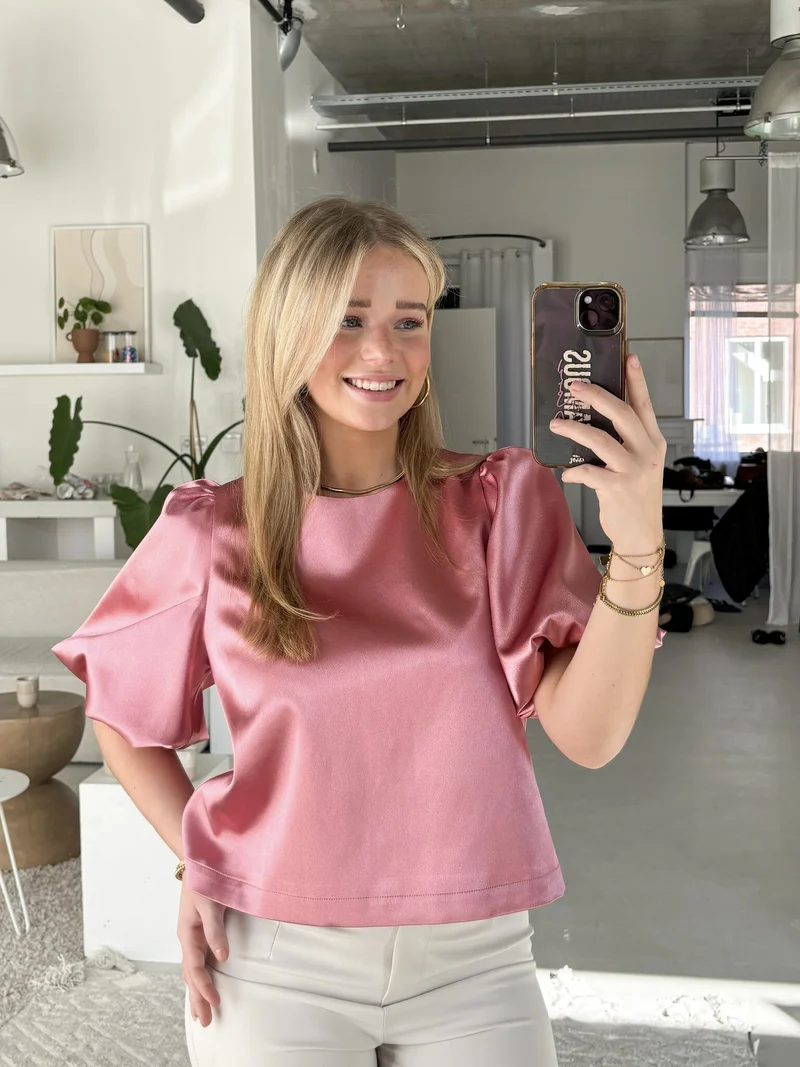 Satin top Soof roze