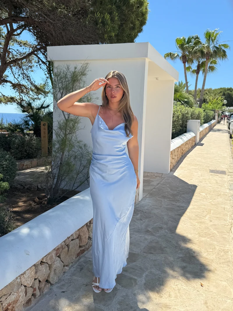Satin dress Liva blauw