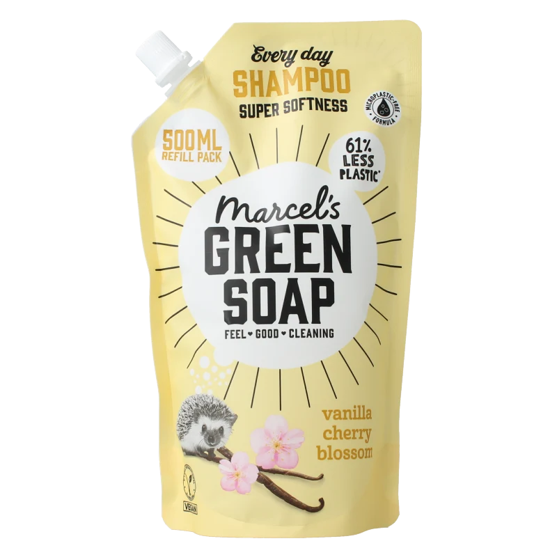 Marcel's Green Soap Shampoo vanille & kersenbloesem navulling 500 ml