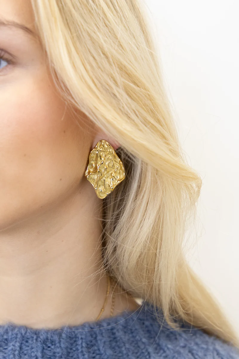 Oorbel textured gold