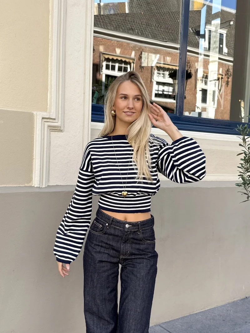 Strepen trui Hazel blauw