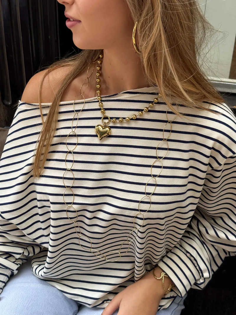 Sanne strepen sweater blauw