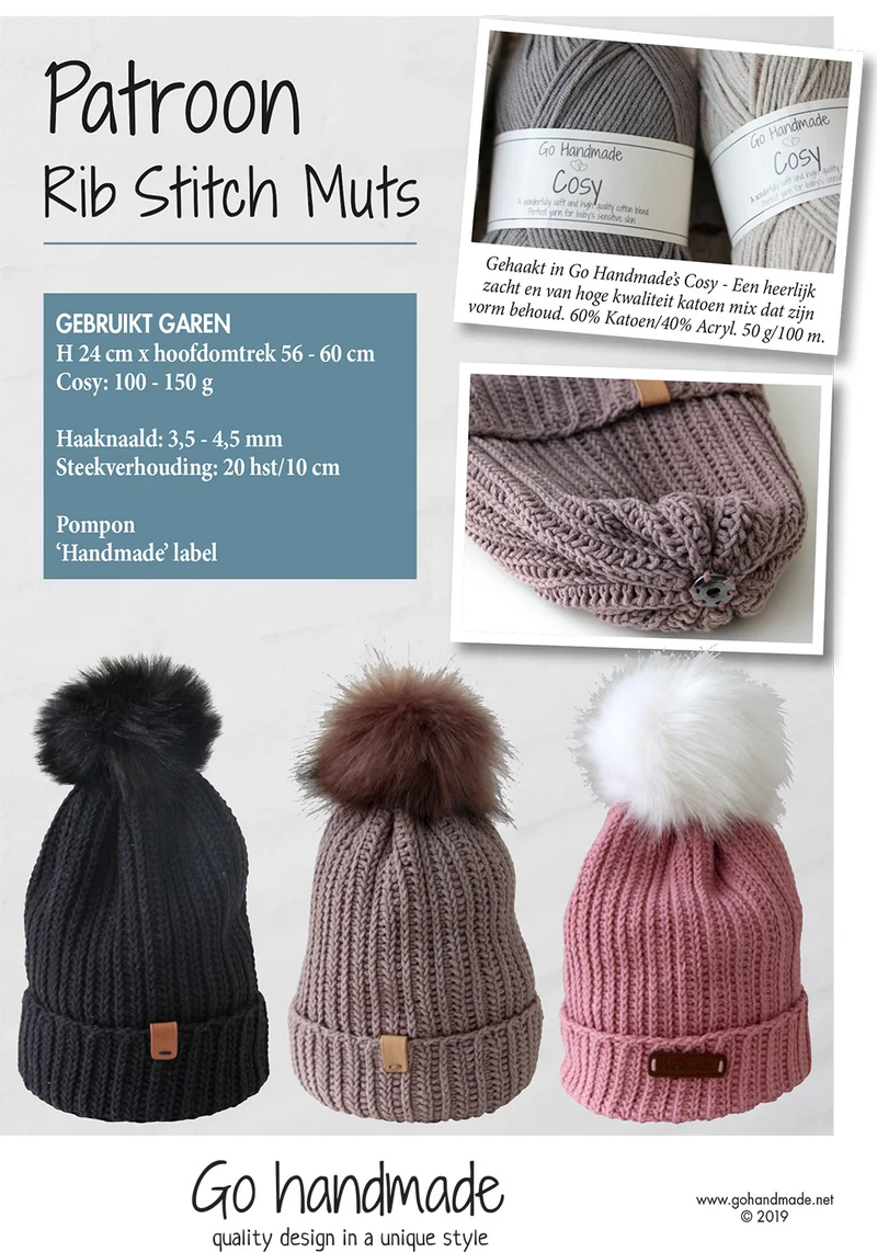 Rib Stitch Hat Booklet (Digital)