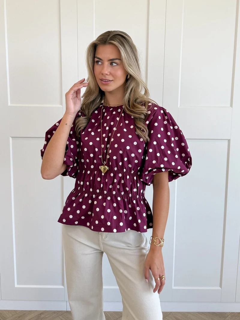 Top polkadots fuchsia
