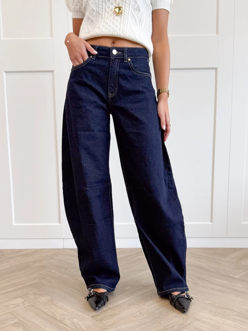 Jeans balloon Elina donkerblauw