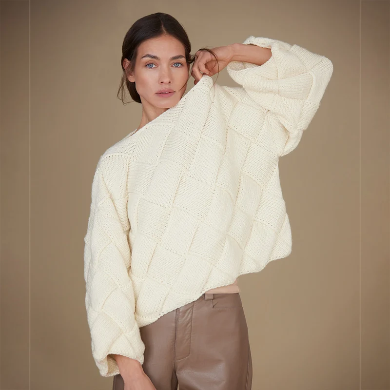 Lana Grossa Cool Merino Big Entrelac Trui Breipakket (vrije kleurkeuze)