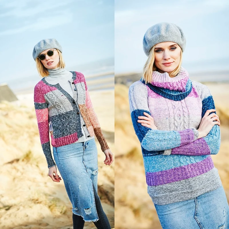 Breipatroon Stylecraft Batik Swirl DK No. 9536 Vest, trui en col