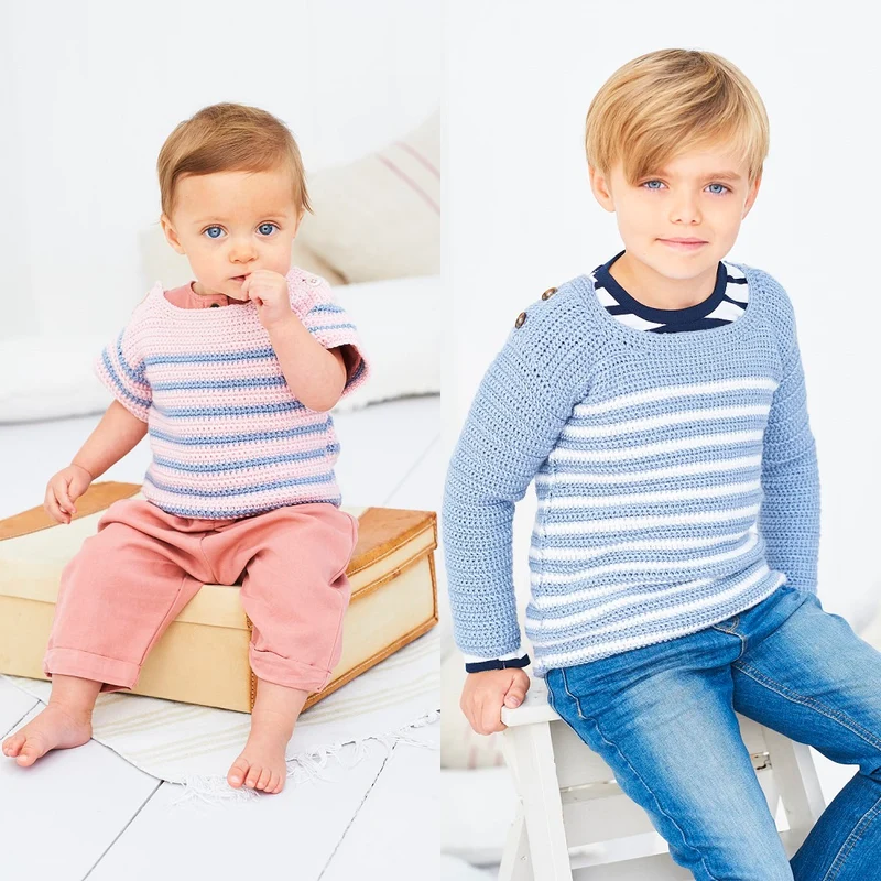 Haakpatroon Stylecraft Bambino DK No. 9608 Gestreepte top en trui (Digital)