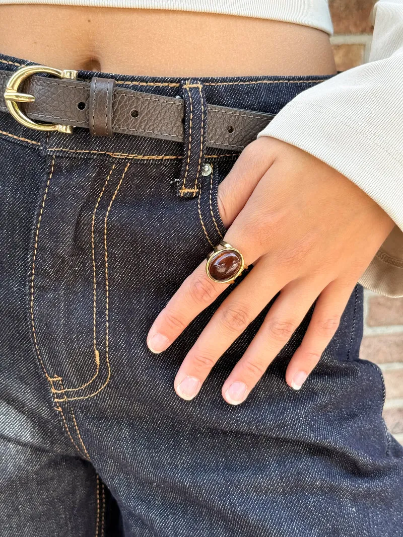 Ring edelsteen bruin