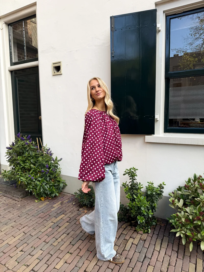 Bordeaux polkodots top Isaline