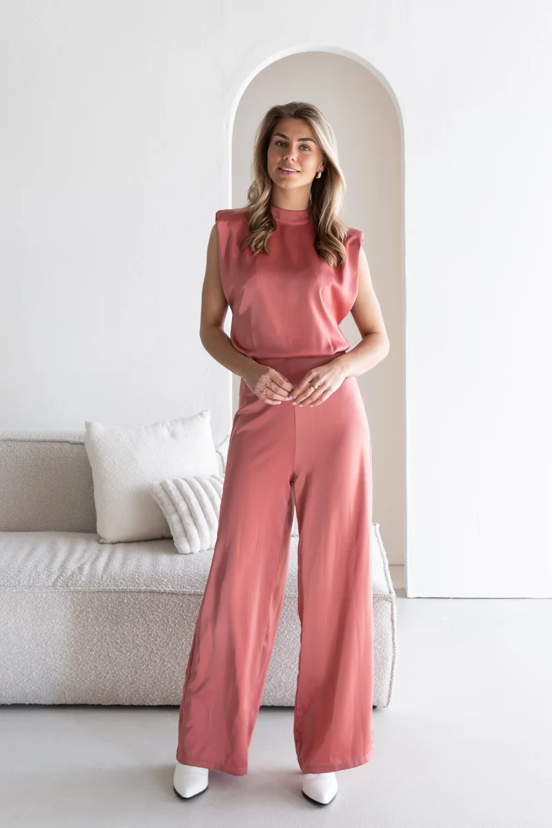 Jumpsuit satin Lily roze