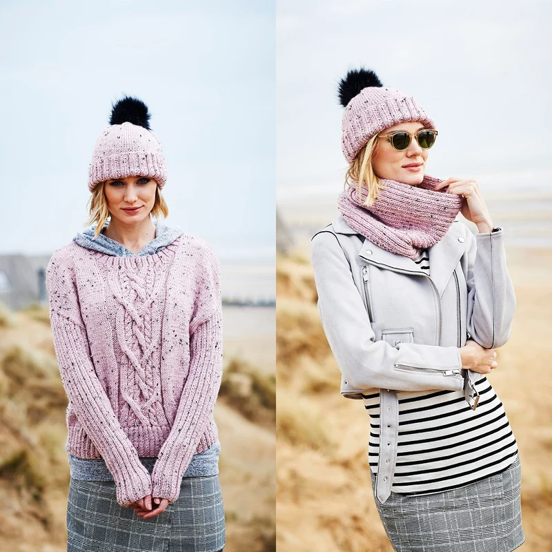 Breipatroon Stylecraft Special Aran With Wool No. 9555 Trui, col en muts (Digital)
