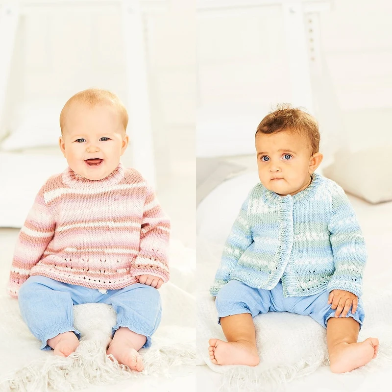 Breipatroon Stylecraft Bambino Prints DK No. 9842 Baby trui en vest