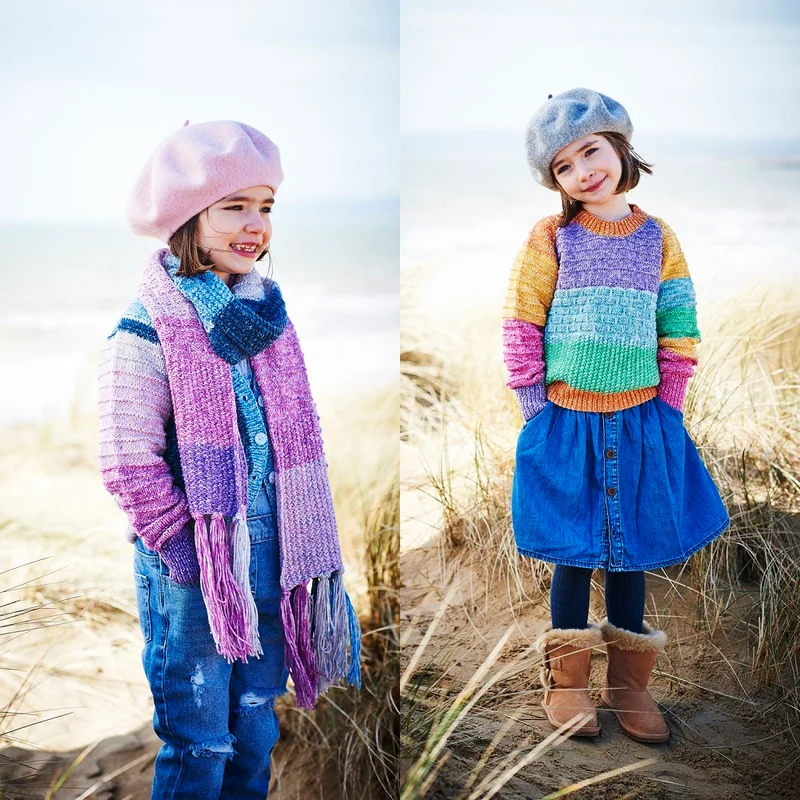 Breipatroon Stylecraft Batik Swirl DK No. 9538 Kinder trui, vest en sjaal (Digital)