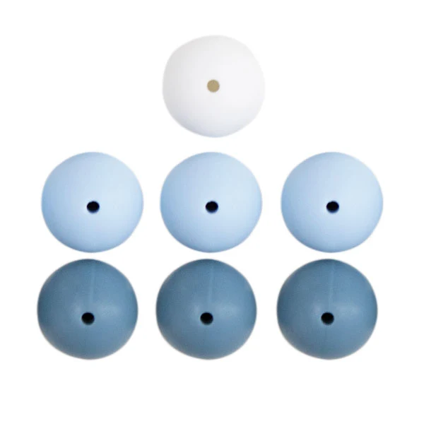 Go Handmade Siliconen Kralen 7 Stuks 15 Blauw Mix