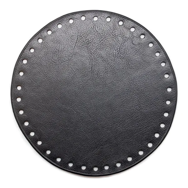 Go Handmade Leren Bodem Rond Zwart 17 cm