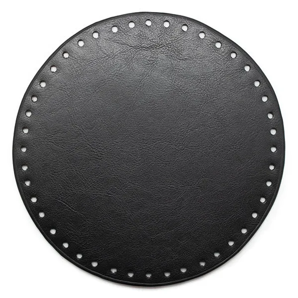 Go Handmade Leren Bodem Rond Zwart 20 cm
