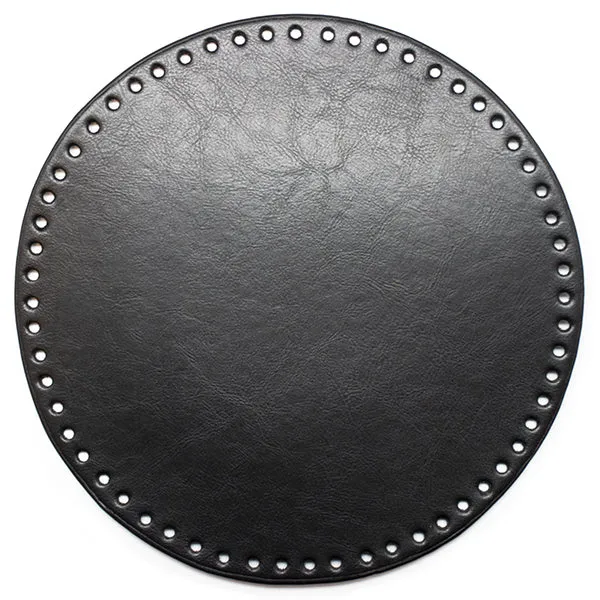 Go Handmade Leren Bodem Rond Zwart 25 cm