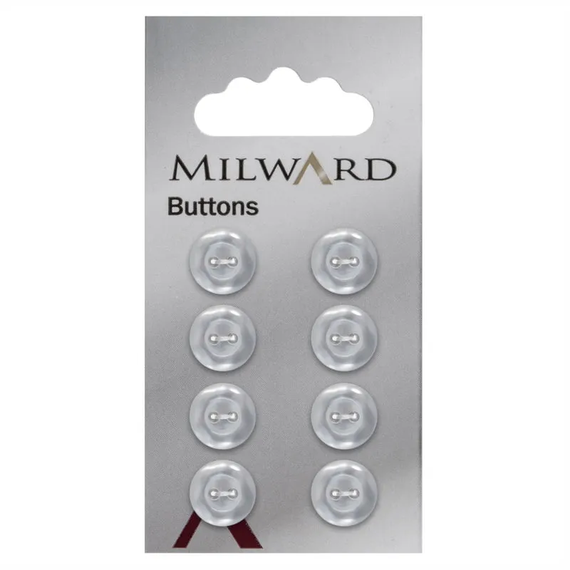 Milward Parelmoer Knoop Wit Glanzend 11mm (8 stuks)