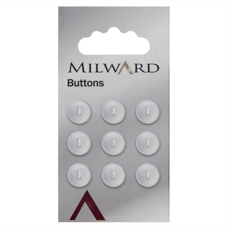 Milward Parelmoer Knoop Wit Glanzend Smalle Rand 10mm (9 stuks)