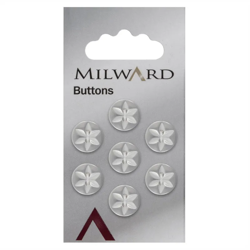 Milward Parelmoer Knoop met Ster Wit 12mm (7 stuks)