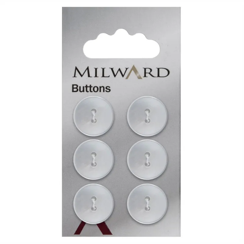 Milward Parelmoer Knoop Wit Glanzend Smalle Rand 16mm (6 stuks)