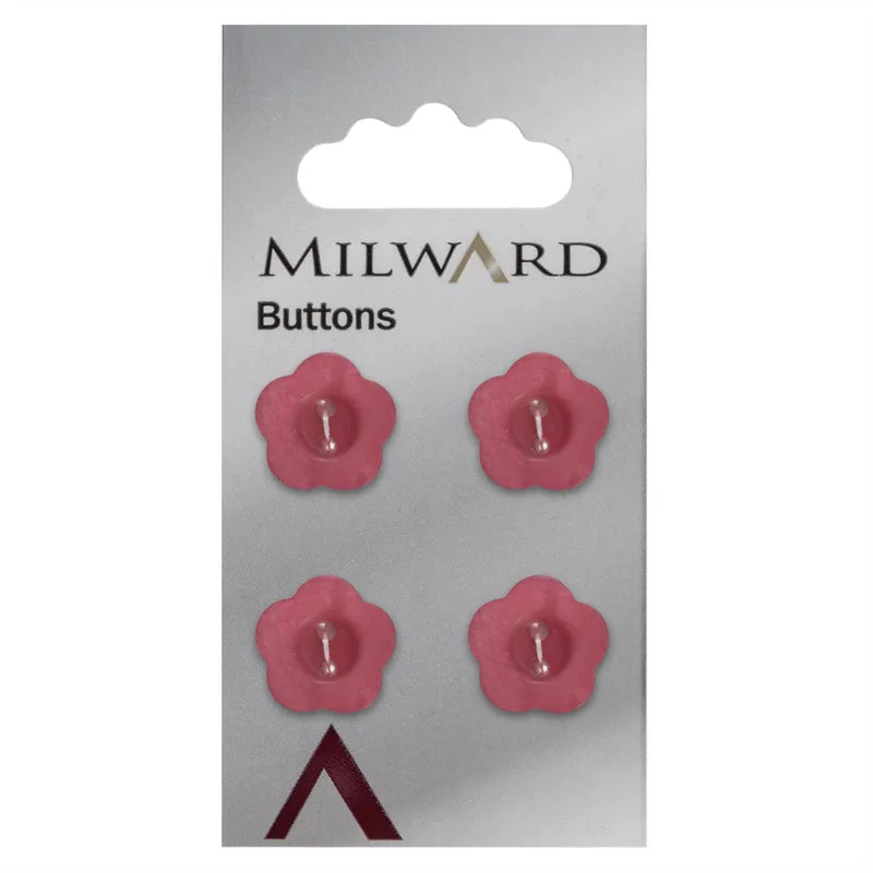 Milward Bloem Knoop Donkerroze 15mm (4 stuks)