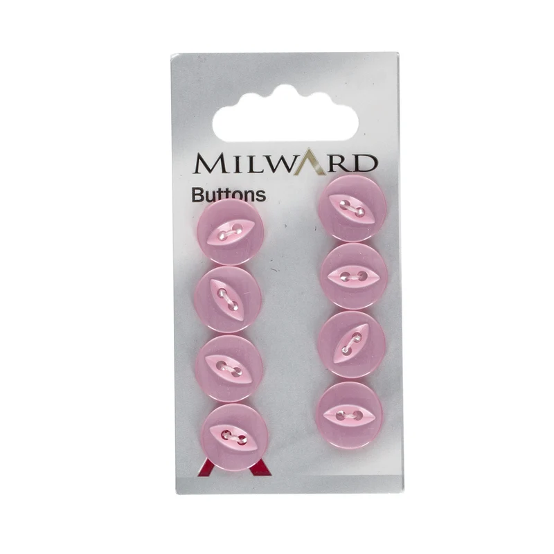 Milward Parelmoer Knoop Roze 13mm (8 stuks)