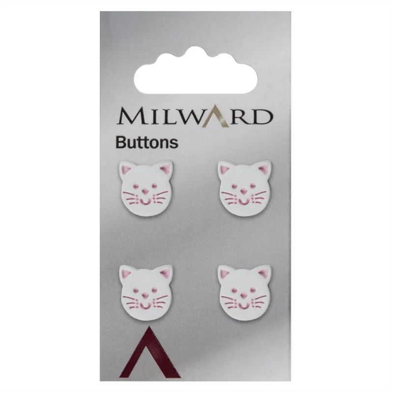 Milward Knoop Poes Wit/Roze 14mm (4 stuks)