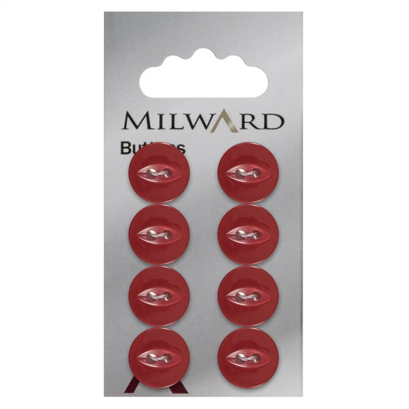 Milward Parelmoer Knoop Rood 13mm (8 stuks)
