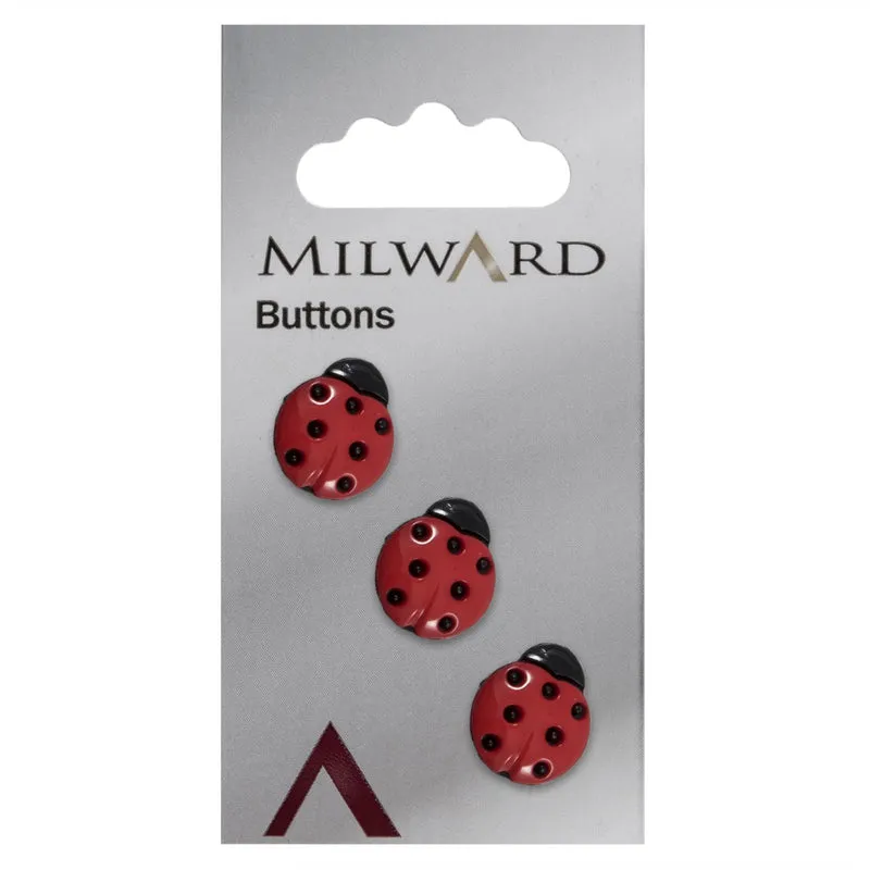 Milward Knoop Lieveheersbeestje Zwart/Rood 15mm (3 stuks)