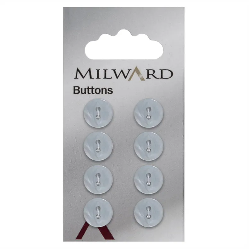 Milward Parelmoer Knoop Witblauw 11mm (8 stuks)