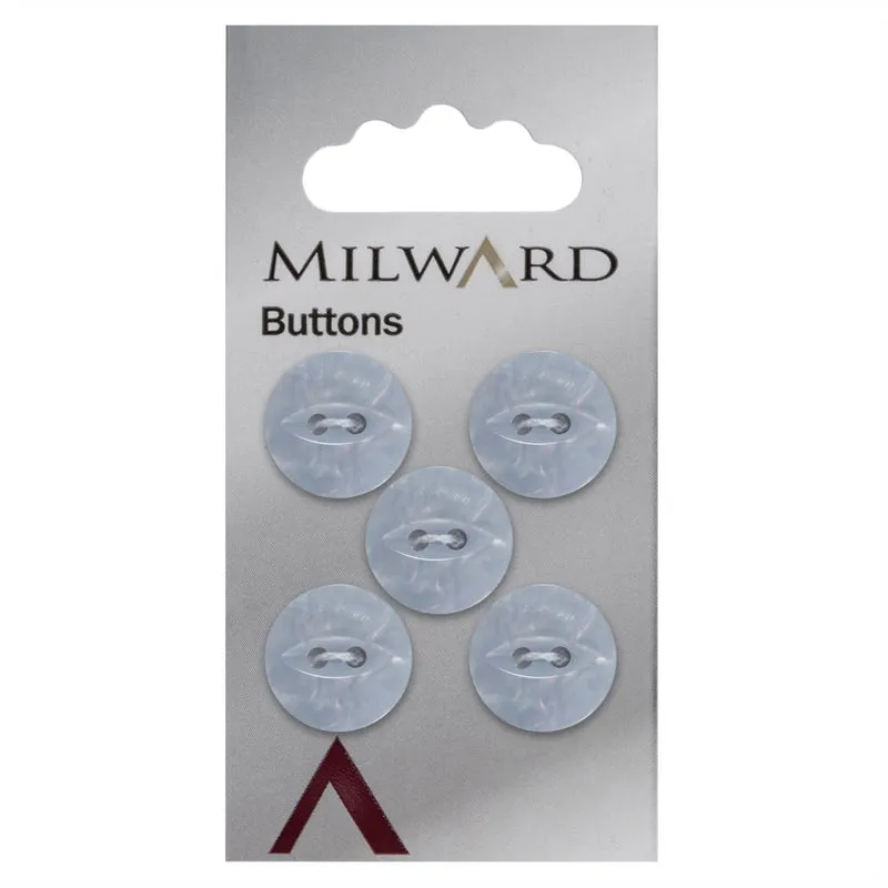 Milward Parelmoer Knoop Witblauw 15mm (5 stuks)