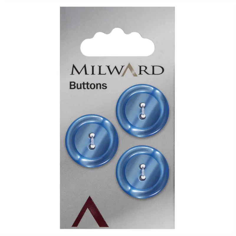 Milward Glans Knoop Blauw 20mm (3 stuks)