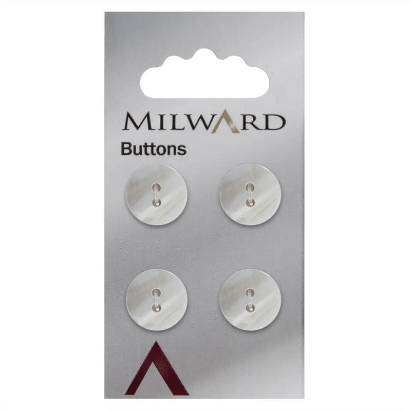 Milward Parelmoer Knoop Wit 15mm Twee Gaten (4 stuks)
