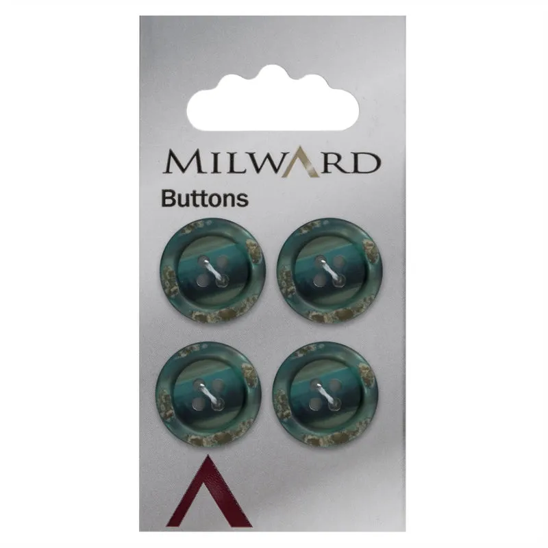 Milward Glans Knoop Turquoise 17mm (4 stuks)