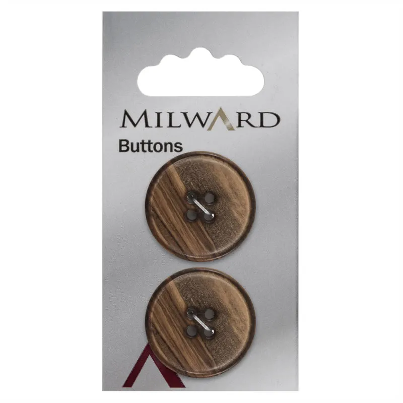 Milward Houten Knoop Donkerbruin 25mm (2 stuks)