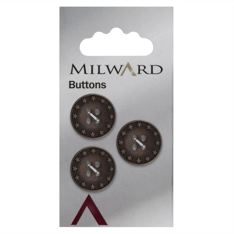 Milward Sterretjes Knoop Metaal Bronskleurig 17mm (3 stuks)