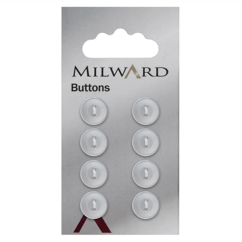 Milward Glans Knoop Wit 11mm (8 stuks)